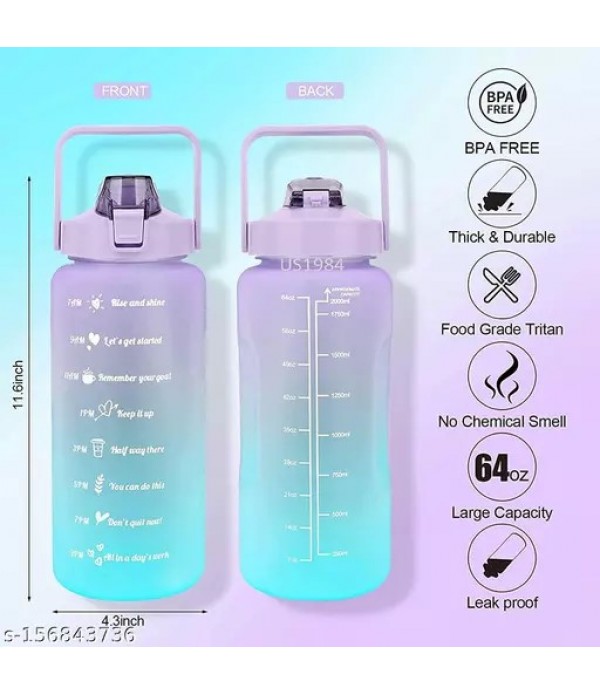 2L Water Bottle With Straw Motivational Water Bottles