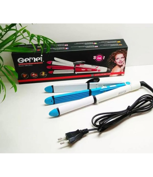 Gemei 3 IN 1 Hair Straightener, Curler and Wave 